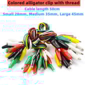10 tk värviline alligaatoriklamber, elektriline isetegemine, väike aku toitejuhtme ümbris, elektriline klamber Topeltpeaga testklamber. 28mm35mm45mm 50cm