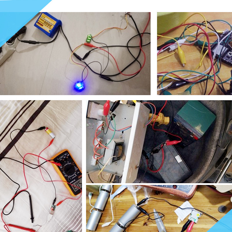 10 tk värviline alligaatoriklamber, elektriline isetegemine, väike aku toitejuhtme ümbris, elektriline klamber Topeltpeaga testklamber. 28mm35mm45mm 50cm