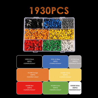 1800/1930/2120GAB kastē ielikts kabeļa vadu savienotājs elektrisko cauruļu spailes Vairāku stilu iepriekš izolēta presēšanas uzmavas spaile s