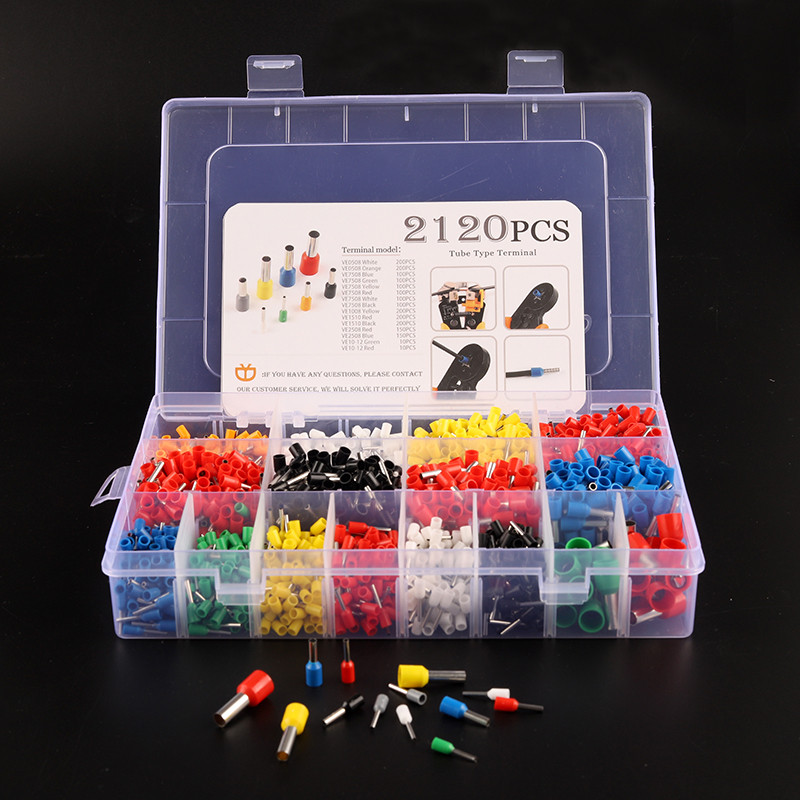 1800/1930/2120GAB kastē ielikts kabeļa vadu savienotājs elektrisko cauruļu spailes Vairāku stilu iepriekš izolēta presēšanas uzmavas spaile s