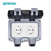SRAN IP66 ilmastikukindel veekindel välistingimustes töötav must seina pistikupesa 16A 2 Gang EU standard elektrikontakt maandatud