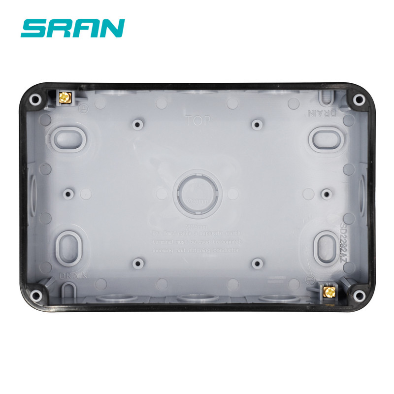 SRAN IP66 ilmastikukindel veekindel välistingimustes töötav must seina pistikupesa 16A 2 Gang EU standard elektrikontakt maandatud