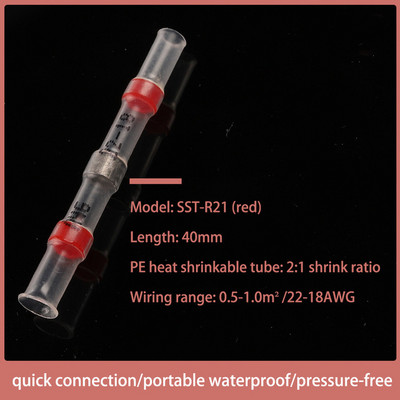 Ūdensizturīgs termiski saraušanās lodēšanas blīvējums uzmava Savienojums sarkans spailes Izolēts sadursavienojuma komplekts Elektriskais vads lodēts spaile