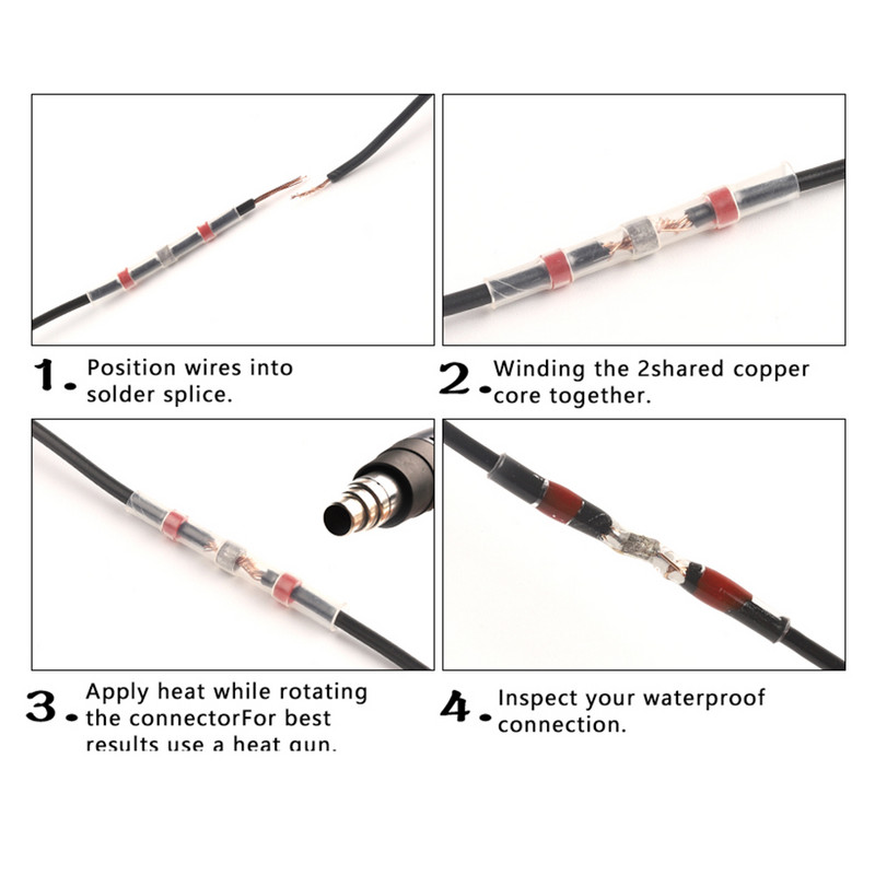 Ūdensizturīgs termiski saraušanās lodēšanas blīvējums uzmava Savienojums sarkans spailes Izolēts sadursavienojuma komplekts Elektriskais vads lodēts spaile