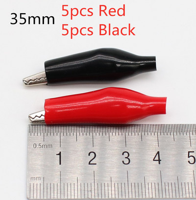 10 tk/partii 28mm/35mm/45mm metallist alligaatoriklamber G98 krokodilli elektriline klamber sondimõõturi testimiseks, must/punane plastpagasiga