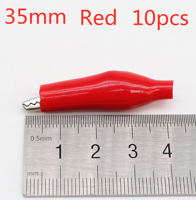 10 tk/partii 28mm/35mm/45mm metallist alligaatoriklamber G98 krokodilli elektriline klamber sondimõõturi testimiseks, must/punane plastpagasiga