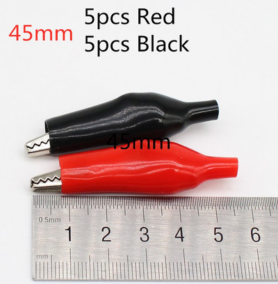 10 tk/partii 28mm/35mm/45mm metallist alligaatoriklamber G98 krokodilli elektriline klamber sondimõõturi testimiseks, must/punane plastpagasiga