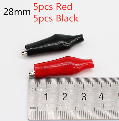 10 tk/partii 28mm/35mm/45mm metallist alligaatoriklamber G98 krokodilli elektriline klamber sondimõõturi testimiseks, must/punane plastpagasiga