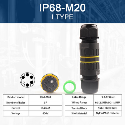 IP68 M20 Vodootporni kabelski konektor 2/3/4/5/6 Pin Vijčano ožičenje Terminal Žičani konektori za električnu rasvjetu Razvodna kutija DIY GO