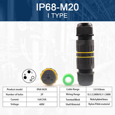 IP68 M20 Vodootporni kabelski konektor 2/3/4/5/6 Pin Vijčano ožičenje Terminal Žičani konektori za električnu rasvjetu Razvodna kutija DIY GO