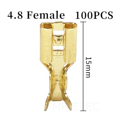 100gab./partija 2.8/4.8/6.3mm Sieviešu un vīriešu gofrēšanas termināla savienotājs Zelta misiņa/sudraba auto skaļrunis elektrisko vadu savienotāji 50 S