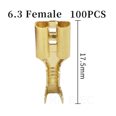 100gab./partija 2.8/4.8/6.3mm Sieviešu un vīriešu gofrēšanas termināla savienotājs Zelta misiņa/sudraba auto skaļrunis elektrisko vadu savienotāji 50 S