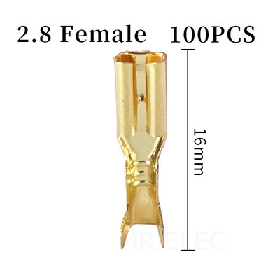 100gab./partija 2.8/4.8/6.3mm Sieviešu un vīriešu gofrēšanas termināla savienotājs Zelta misiņa/sudraba auto skaļrunis elektrisko vadu savienotāji 50 S