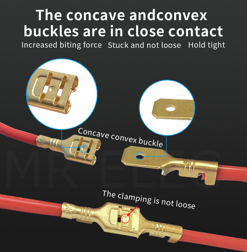 100gab./partija 2.8/4.8/6.3mm Sieviešu un vīriešu gofrēšanas termināla savienotājs Zelta misiņa/sudraba auto skaļrunis elektrisko vadu savienotāji 50 S