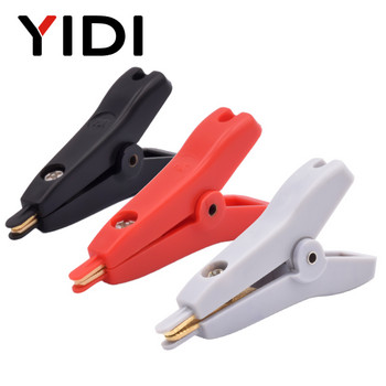 YIDI Insulated 5A Flat Crocodile Clip, 52mm LCR Kelvin Copper Brass Alligator Clamp, Cable Battery Metal Test Clips