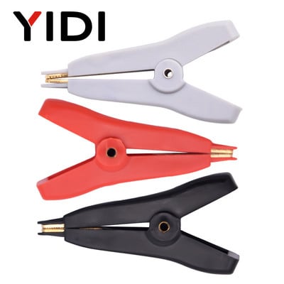 YIDI Insulated 5A Flat Crocodile Clip, 52mm LCR Kelvin Copper Brass Alligator Clamp, Cable Battery Metal Test Clips