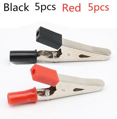 10 kom/lot Izolirane krokodilske kopče Plastična ručka Kabelska olovka Testiranje Metalne aligatorske kopče Stezaljke 52 mm duljine