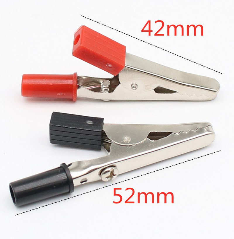 10 kom/lot Izolirane krokodilske kopče Plastična ručka Kabelska olovka Testiranje Metalne aligatorske kopče Stezaljke 52 mm duljine