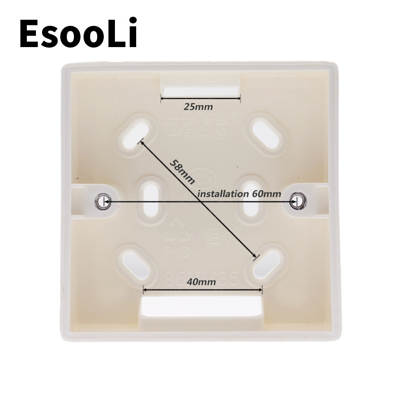 EsooLi vanjska kutija za ugradnju 86 mm * 86 mm * 34 mm za 86 mm standardni prekidač na dodir i utičnicu za bilo koji položaj zidne površine