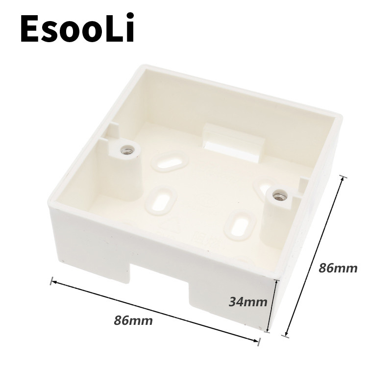 EsooLi vanjska kutija za ugradnju 86 mm * 86 mm * 34 mm za 86 mm standardni prekidač na dodir i utičnicu za bilo koji položaj zidne površine