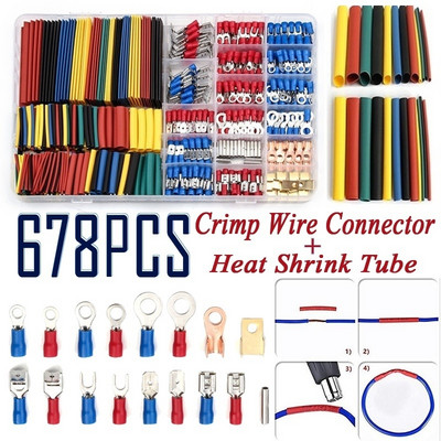 Kutija izolirana muški ženski lopaticasti terminalni kabelski konektor Električna žica savijena stražnji prsten Vilica lopatasta ušica Rolled Assorted Kit