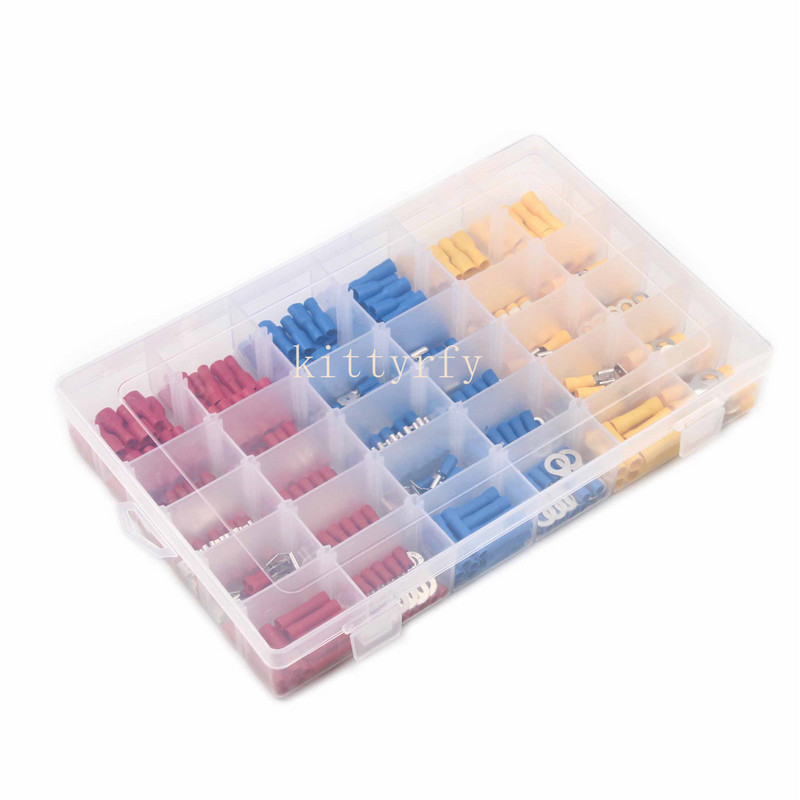 Kutija izolirana muški ženski lopaticasti terminalni kabelski konektor Električna žica savijena stražnji prsten Vilica lopatasta ušica Rolled Assorted Kit