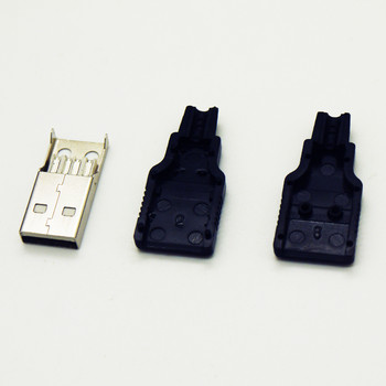 10 комплекта Направи си сам USB A тип мъжки и женски конектори Ассамблеен адаптер USB жак 2.0 щепсел за запояване с пластмасова обвивка с диаметър 3,2 mm