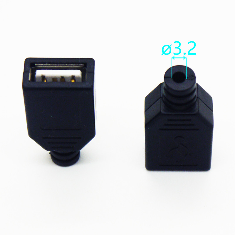10 kompleta DIY USB A tip muških i ženskih konektora Adapter za sklapanje USB Jack 2.0 Utičnica za lemljenje s plastičnom školjkom promjera 3,2 mm