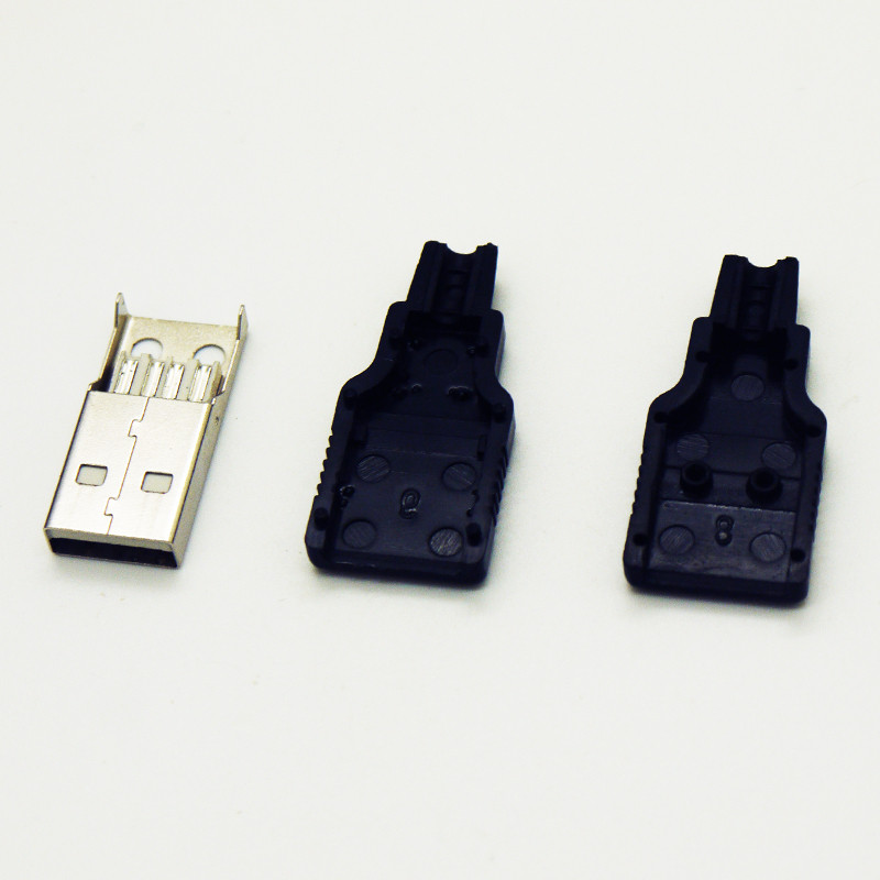 10 kompleta DIY USB A tip muških i ženskih konektora Adapter za sklapanje USB Jack 2.0 Utičnica za lemljenje s plastičnom školjkom promjera 3,2 mm