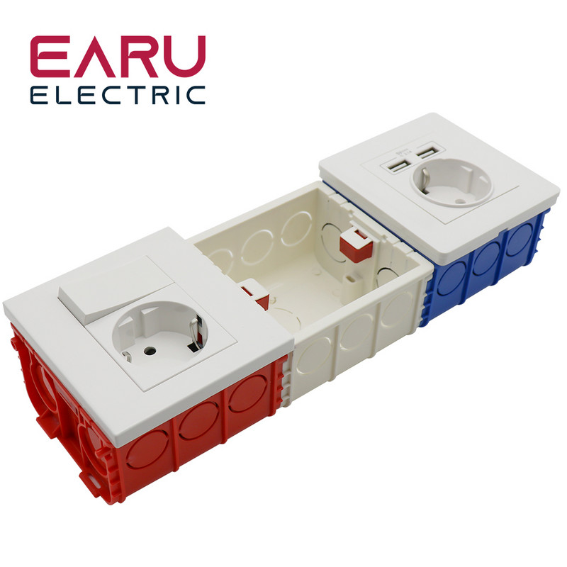 Podesiva montažna kutija Kazetni prekidač za PVC razvodnu kutiju tipa 86 Skrivena skrivena unutarnja zidna utičnica Bijela Crvena Plava Boja