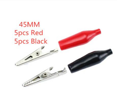 10gab/partija Izolētas krokodila skavas plastmasas roktura kabeļa vadu pārbaude metāla aligatora skavas Skavas 28mm 35mm 45mm garums