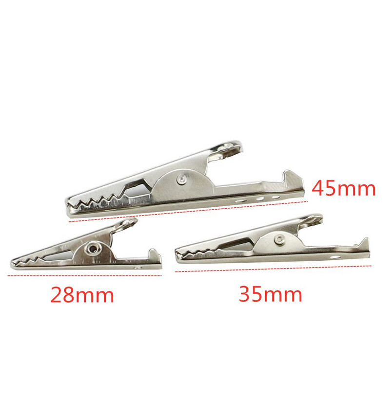 10gab/partija Izolētas krokodila skavas plastmasas roktura kabeļa vadu pārbaude metāla aligatora skavas Skavas 28mm 35mm 45mm garums