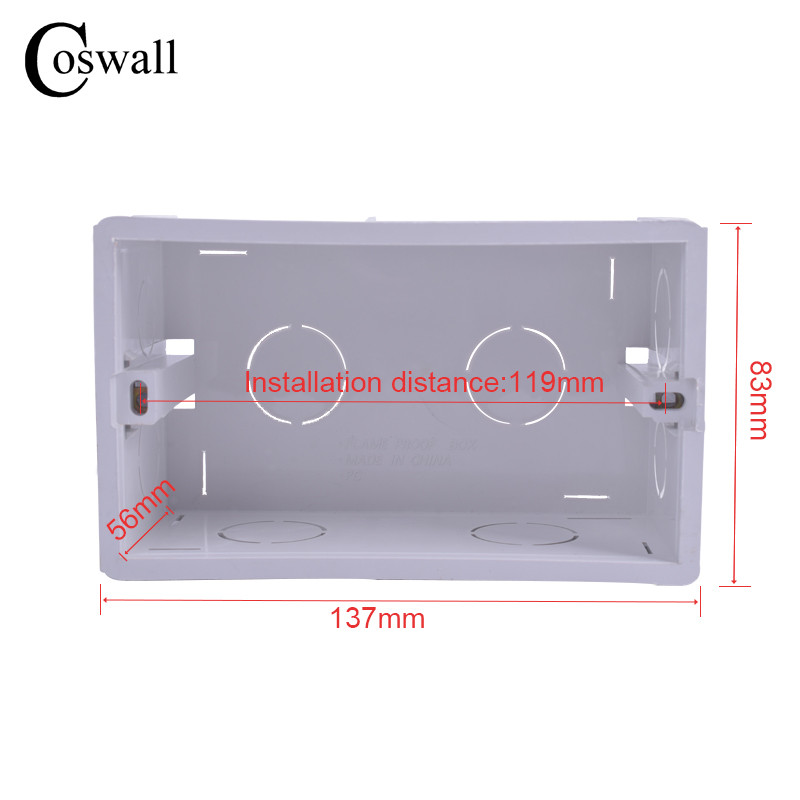 COSWALL Za standardnu zidnu sklopku i utičnicu veličine 146 mm * 86 mm Super kvaliteta, zadebljana, produbljena, unutarnja kutija za ugradnju dubine 56 mm
