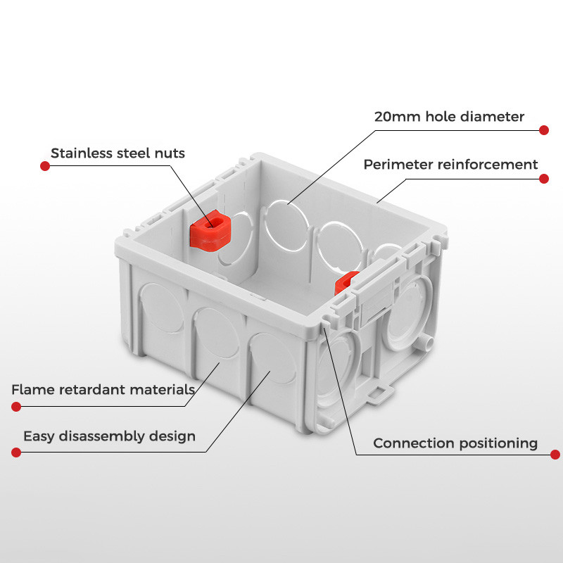 YINKA Tp86 Kutija za ugradnju prekidača Kazeta Vatrootporna plastična PVC razvodna stražnja kutija Univerzalna bijela sklopiva vodootporna kutija
