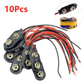 10PCS I tipa 9V piesprādzējams akumulatora savienotājs ādas apvalks melns sarkans vadu 9 voltu akumulatora klips savienotāja akumulatora turētājs priekš Arduino