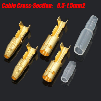 50/100Sets 4,0mm Θηλυκοί και αρσενικοί ακροδέκτες με χρυσό ορειχάλκινο σύρμα σύνδεσης και μονωτικά μανίκια για αυτοκίνητο