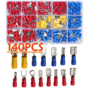 Izolēts kabeļa savienotājs elektriskais vads, saspiests lāpsta sadurgredzena dakšu komplekts, gredzenu uzgaļi, velmēti spailes, dažādi komplekti