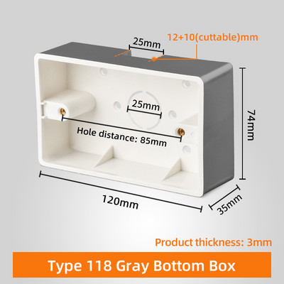 PSSRISE AU US Standard 118 Tip Kutija za površinsku ugradnju Zidni prekidač Utičnica Donja kutija za ugradnju Stražnja razvodna kutija 120*74 mm