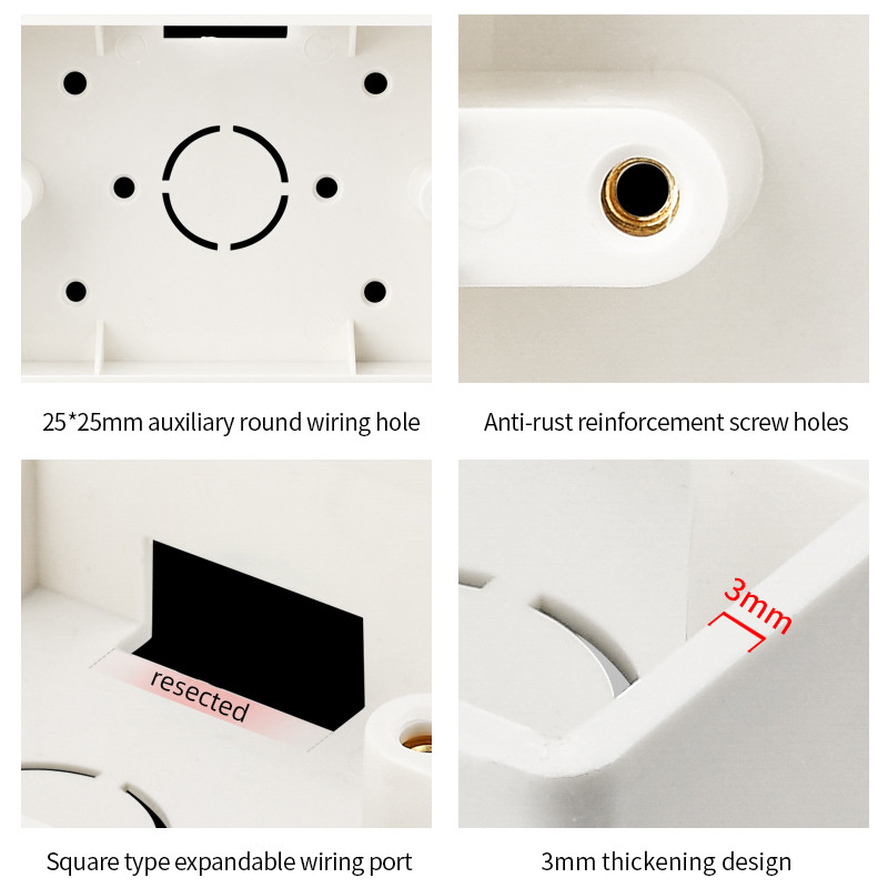 PSSRISE AU US Standard 118 Tip Kutija za površinsku ugradnju Zidni prekidač Utičnica Donja kutija za ugradnju Stražnja razvodna kutija 120*74 mm