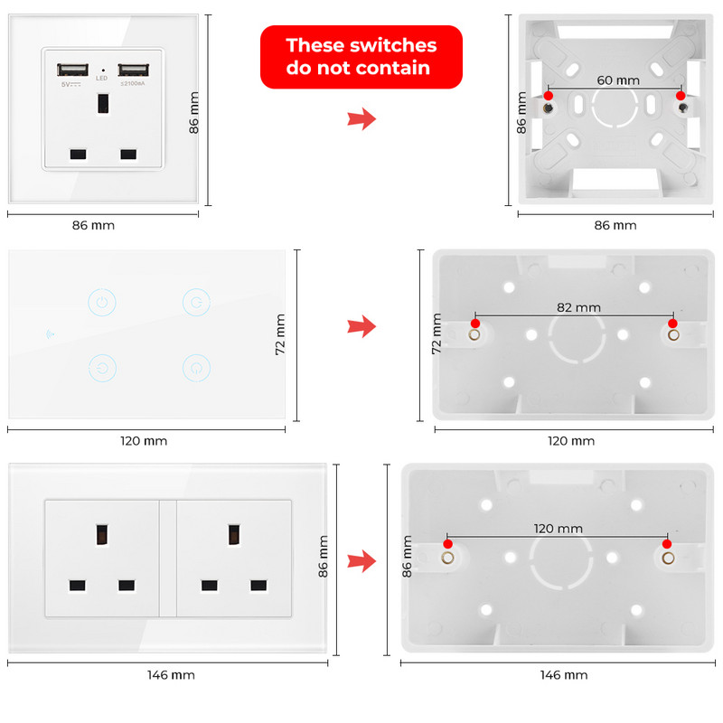 SMATRUL Zidna kutija za vanjsku ugradnju 86 120 146 Stil za standardne prekidače i utičnice Kazeta Suha obloga Gipsane ploče Gipsane ploče