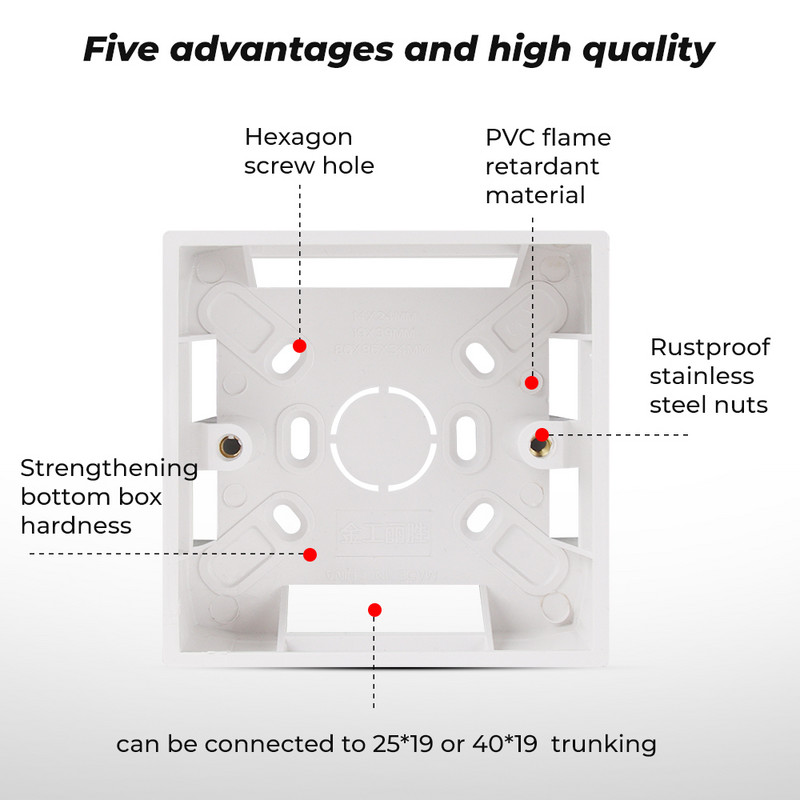 SMATRUL Zidna kutija za vanjsku ugradnju 86 120 146 Stil za standardne prekidače i utičnice Kazeta Suha obloga Gipsane ploče Gipsane ploče