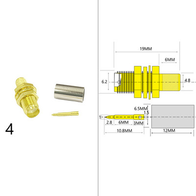 DexMRtiC 1-10PCS SMA vīrišķā kontaktdakša/sieviešu ligzda RF koaksiālā savienotāja gofrēšana RG58 LMR195 kabeļa vadu spailes taisnajam adapterim