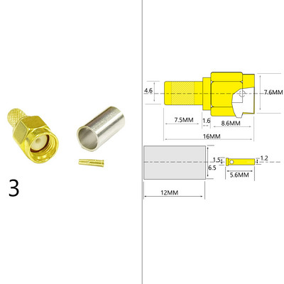 DexMRtiC 1-10PCS SMA vīrišķā kontaktdakša/sieviešu ligzda RF koaksiālā savienotāja gofrēšana RG58 LMR195 kabeļa vadu spailes taisnajam adapterim