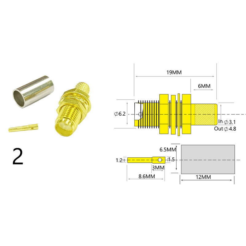 DexMRtiC 1-10PCS SMA vīrišķā kontaktdakša/sieviešu ligzda RF koaksiālā savienotāja gofrēšana RG58 LMR195 kabeļa vadu spailes taisnajam adapterim