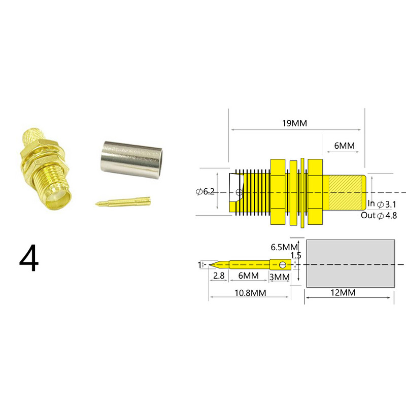 DexMRtiC 1-10PCS SMA vīrišķā kontaktdakša/sieviešu ligzda RF koaksiālā savienotāja gofrēšana RG58 LMR195 kabeļa vadu spailes taisnajam adapterim