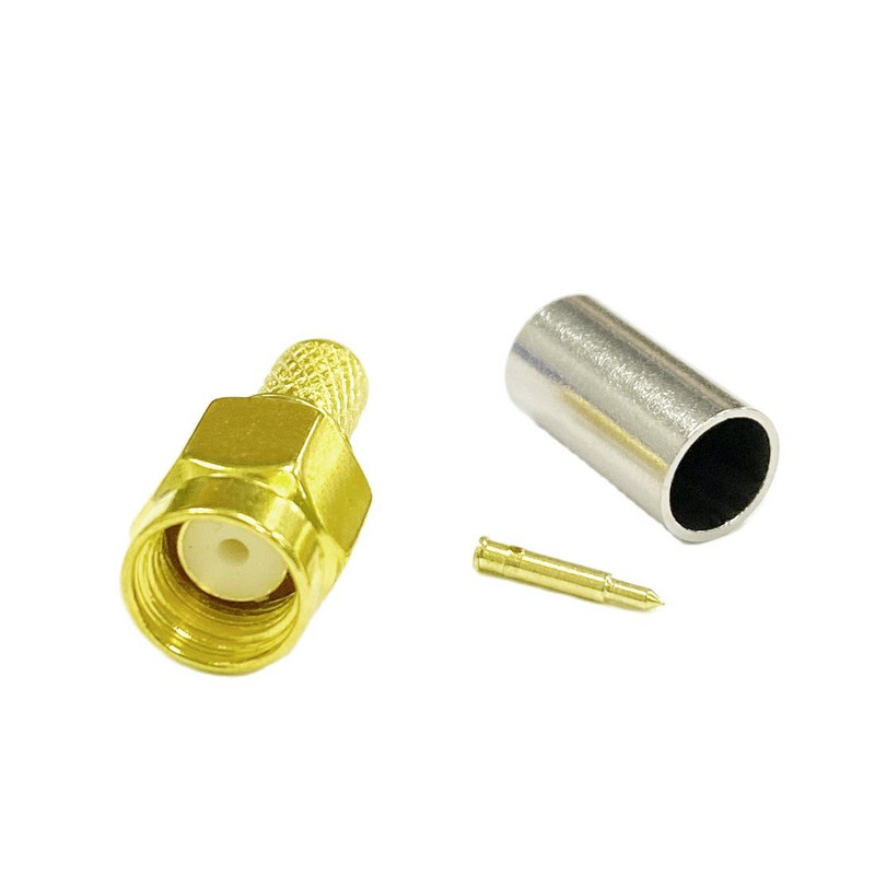 DexMRtiC 1-10PCS SMA vīrišķā kontaktdakša/sieviešu ligzda RF koaksiālā savienotāja gofrēšana RG58 LMR195 kabeļa vadu spailes taisnajam adapterim