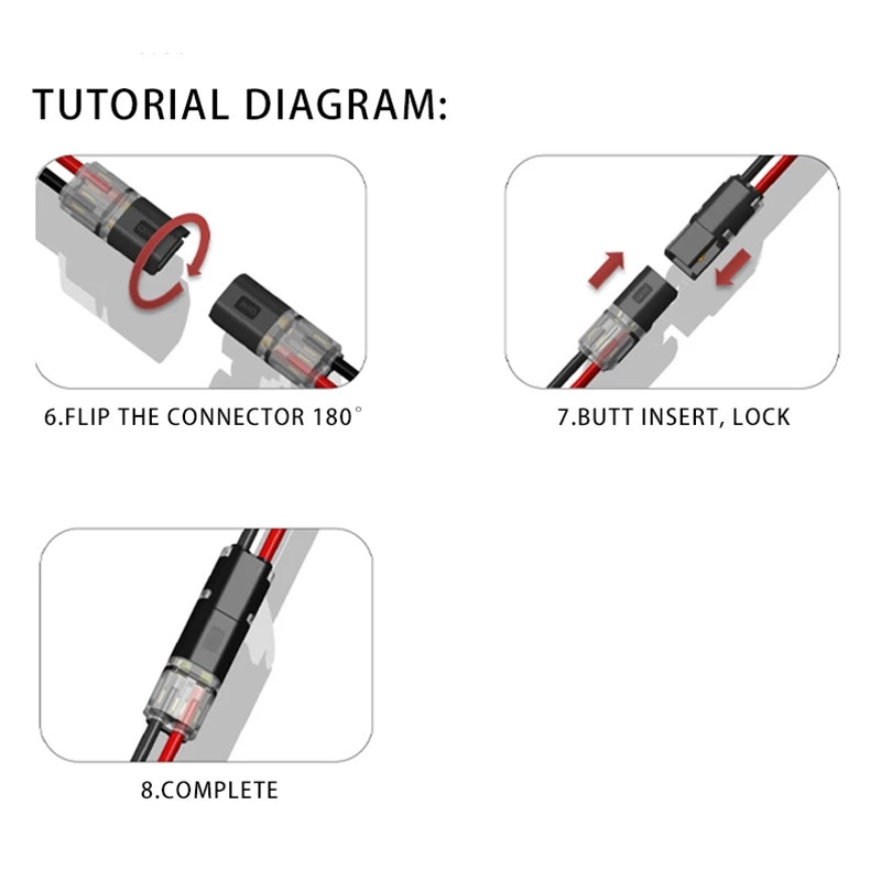 10PCS Brzi priključni žičani konektor 2-pinski spojni električni kablovi stezaljke za žice Ožičenje LED auto konektori 22-20AWG