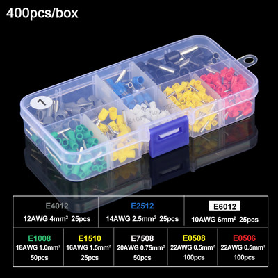 Cjevasti terminal Različiti stilovi Komplet kompleta električnih cijevnih ferula zapakiranih u kutiju Konektor za izoliranu žicu Stezaljke za stezanje