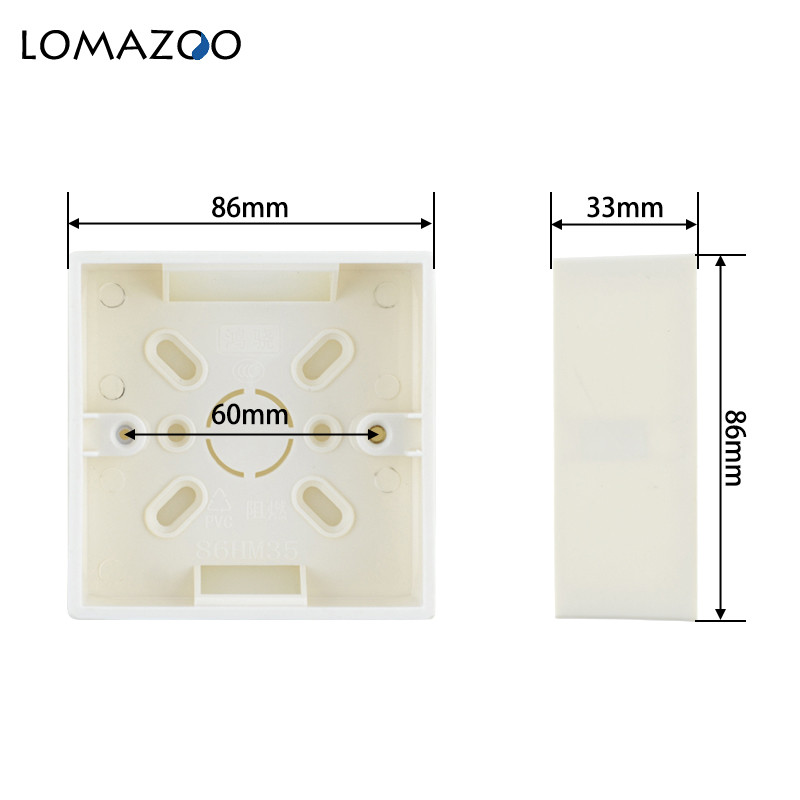 LOMAZOO Vanjska kutija za ugradnju 86mm*86mm*33mm,Dodaci za utičnice,Bijela EU FR kvadratna razvodna kutija Kutija za površinsku ugradnju