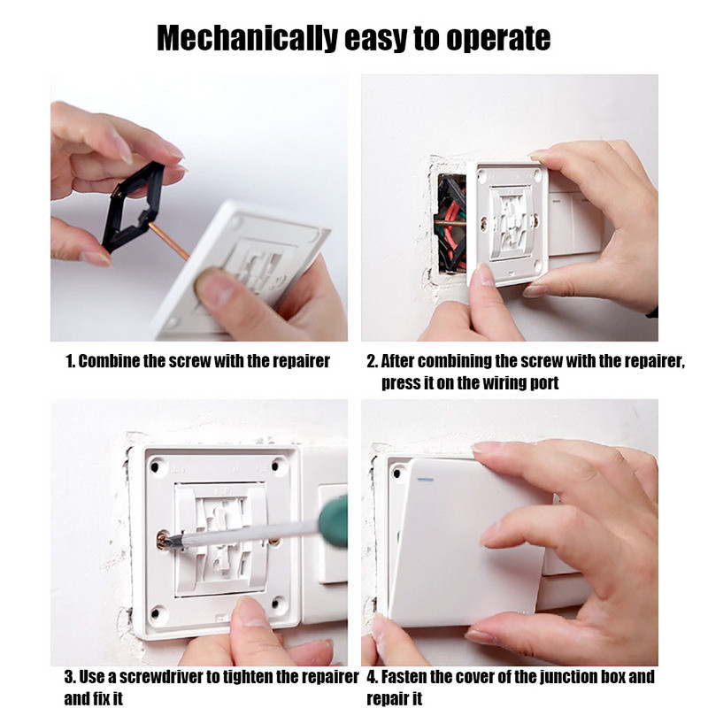 10PCS 86 Type Cassette Repairer Tamna kutija Popravak vijka Utikač Prekidač Stara kutija za utičnice Fiksni zid Zamjena kutije za popravak Potporna šipka Alati